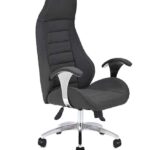 HMH-10094 Delta Antrasit Deri Yönetici Koltuğu Krom Ayak