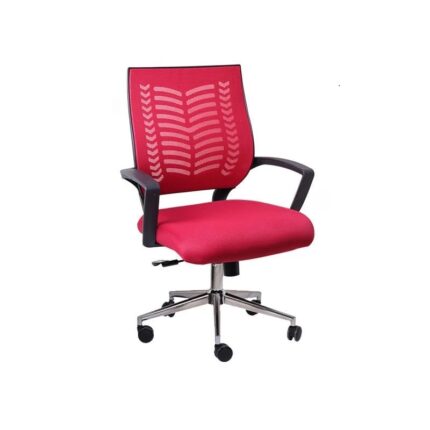 HMH-12674 Yumi Kırmızı Fileli Çalışma Koltuğu Krom Ayak