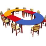 Oval Anfi Tipi Masa Dört Parçalı